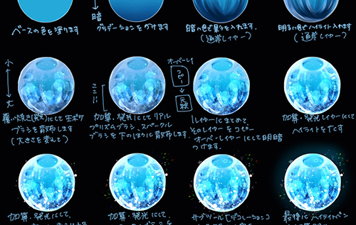 教你画一个闪闪发光的蓝色水晶球！