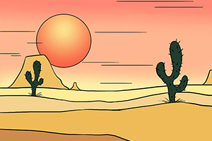 怎样画沙漠插画？初学者画沙漠步骤图