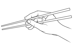 画简单的拿筷子手势插画